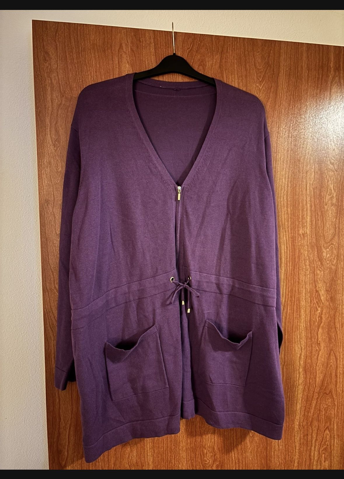 Women’s Long Sleeve V-neckline Zip Up Cardigan 3XL