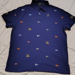 Polo Ralph Lauren Pennant Embroidered Polo Shirt Size Large Custom Slim Fit
