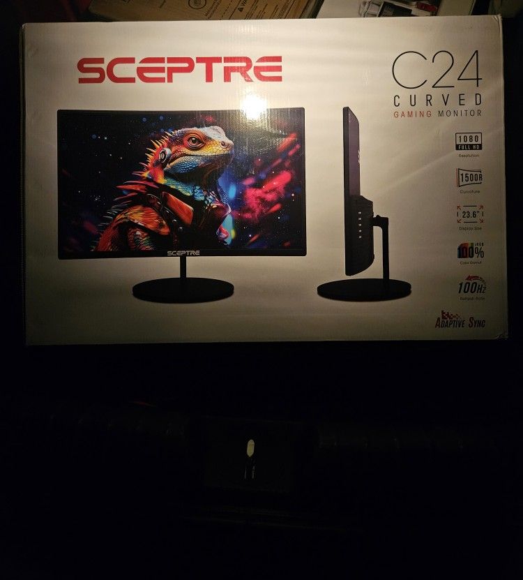 Sceptre 24-inch Curved 100Hz Gaming Monitor HDMI x2 VGA 100% sRGB Eye-Care, Build-in Speakers Machine Black 2024 (C248W-1920RNR Series)