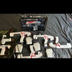 4 Lazer X Rev.Blasters W Chest Targets & 2 Micro blasters Incl. Tested !Clean!