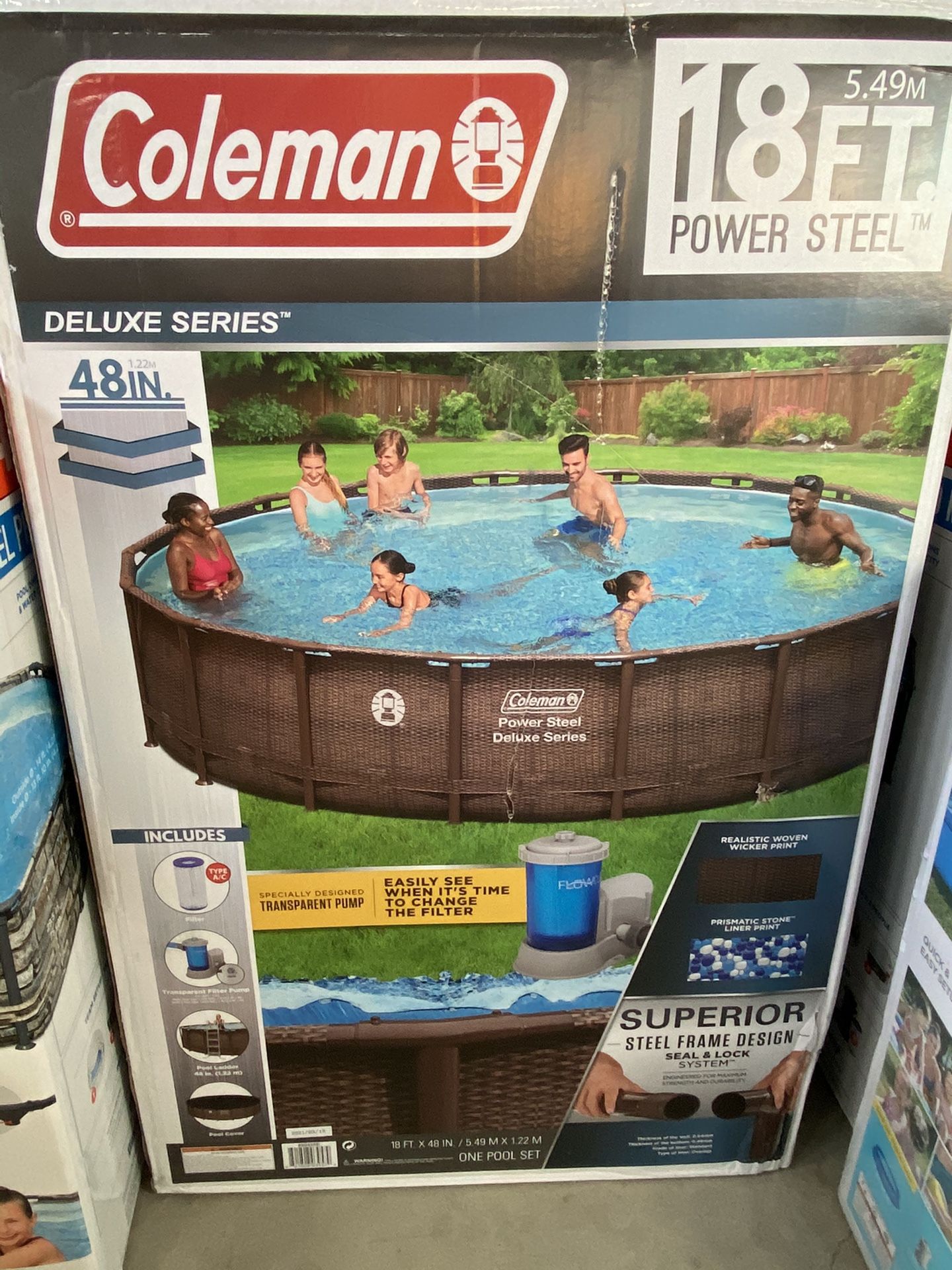 Coleman Power Steel Frame 18’ x 48” Round Above Ground swimming Pool Set