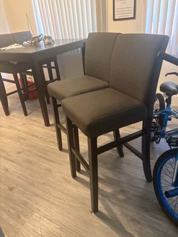 Gray Upholstered Bar Stools Set of 4