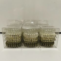 Lot of Kitsch Set of 4 Gold/Clear Hair Coils