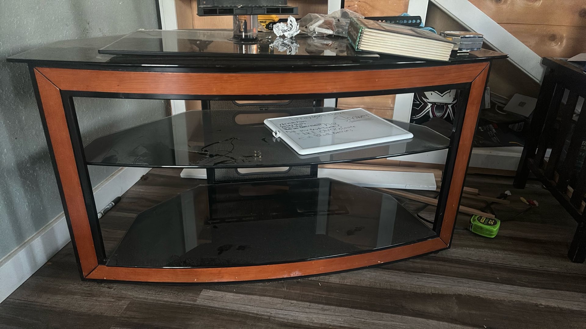 FREE Glass Entertainment Tv Shelf