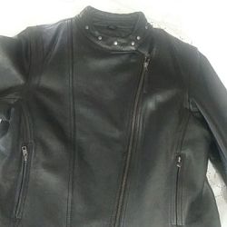 Womens Leather riding jacket with removable liner