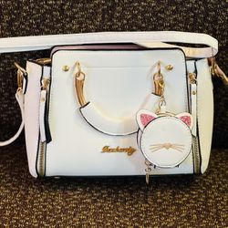 Beautiful Designer Purse New! See All Photos, White Gold Pink 