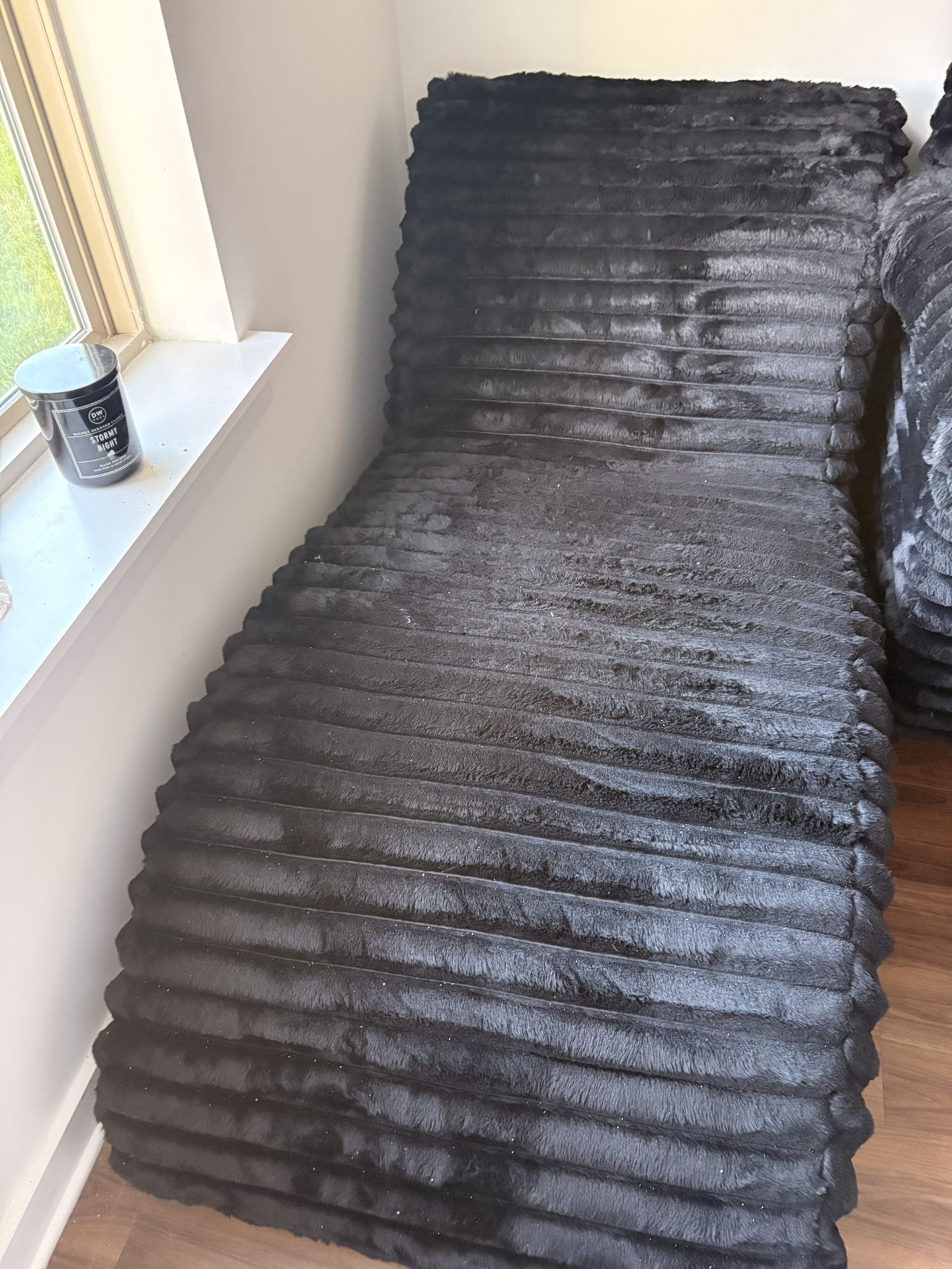 Fluffy Black Loveseat And Lounge Chair