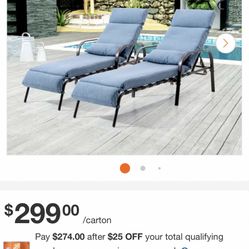 Patio Lounging Chair With Cushion Navy Blue