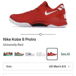 Kobe 8 Protro “University Red” – Size 6.5Y (Women’s 8) – Great Condition