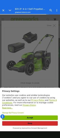 NEW IN BOX Greenworks 80v 21in Cordless Mower With Battery And Charger