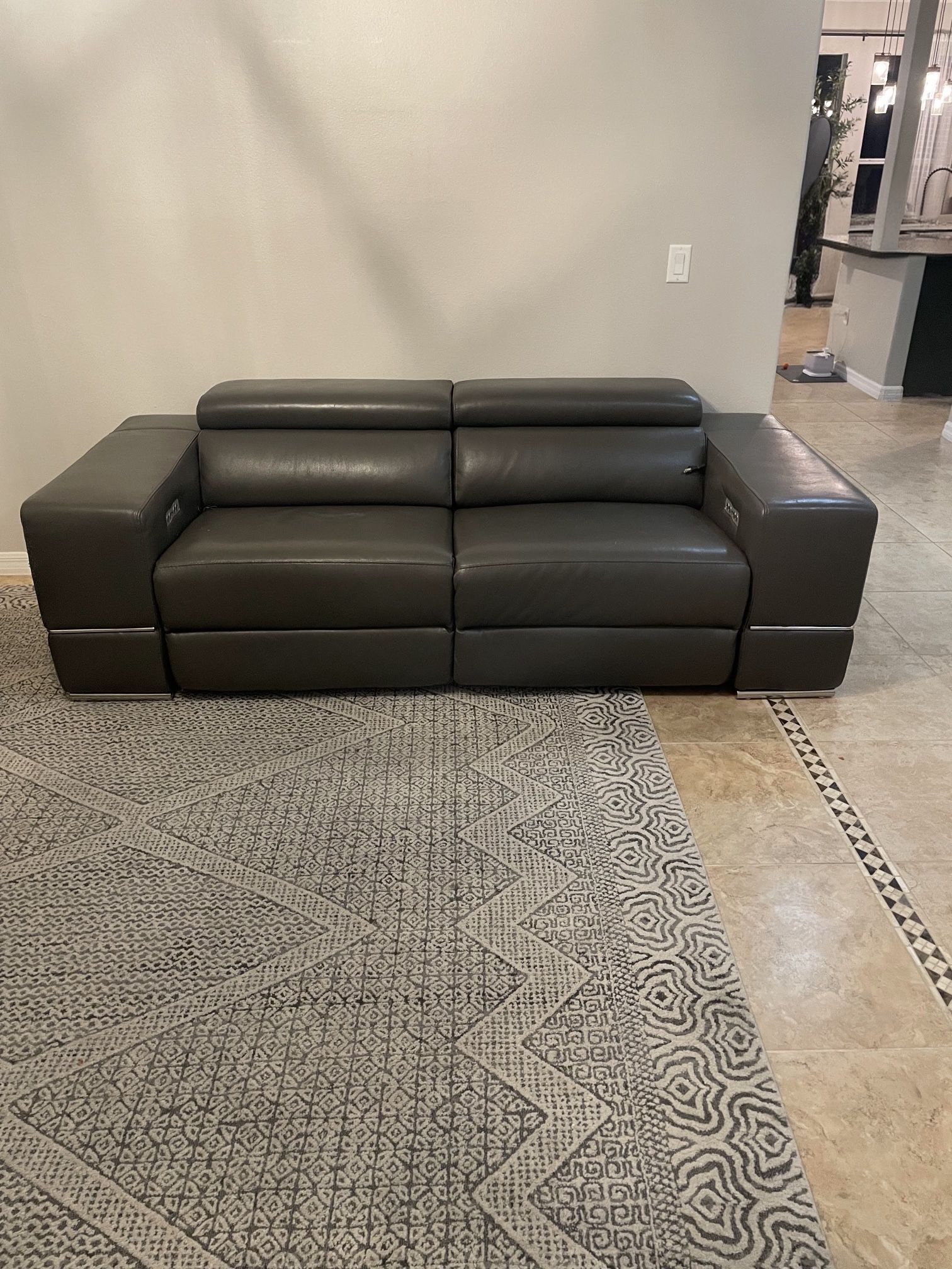 Gray Leather Power Reclining Sofa Sofas & Couches