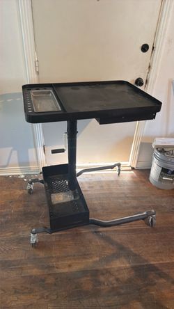 Black Metal Rolling Work Cart with Drawer-Snap on