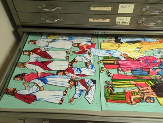 Bible Stories told Through Felt....Lot Of 16 Including Cabinet