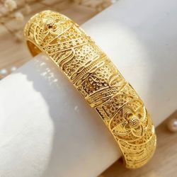 18K Dubai Gold plated open bracelet, luxury bridal wedding Daily Wear Brand New