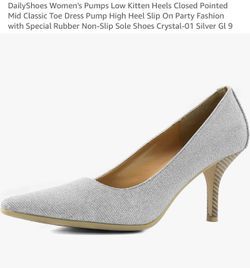 DailyShoes Women's Pumps Low Kitten Heels Closed Pointed Mid Classic Toe Dress Pump High Heel
