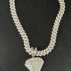 1 pc Men's Golden Rhinestone Cuban Chain Hip Hop Pendant Necklace, Large Statement Jewelry