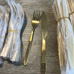 100 Gold Forks 100 Gold Knives Stainless Steel