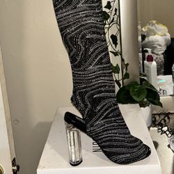 Long Black Heels Sz 6 $15