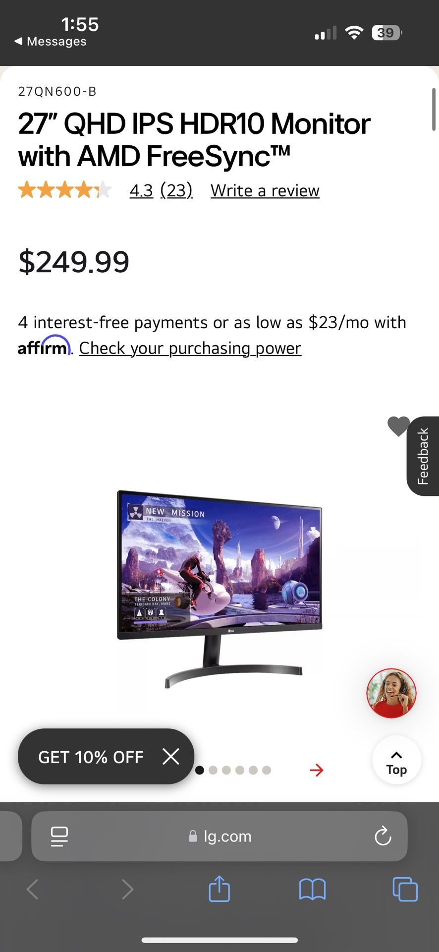 LG 27QN600 QHD Gaming monitor