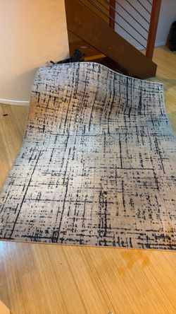 Abstract Gray and Black Area Rug