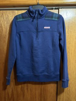 Vineyard Vines Navy and Green Quarter Zip Sweater