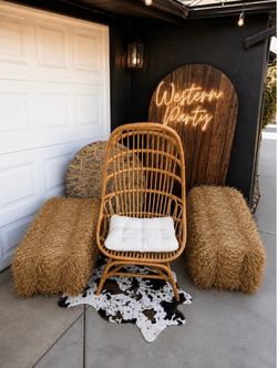 Rattan Egg Chair with White Cushion