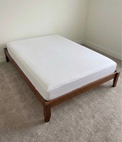 Queen Wood Platform Bed Frame with Mattress