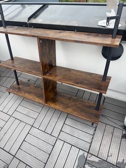 FREE – Rustic Industrial Wood & Black Metal Shelving Unit
