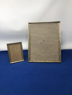 Unique Design Vintage Gold Metal Picture Frames - Matching Set 8x10 & 3.5x5