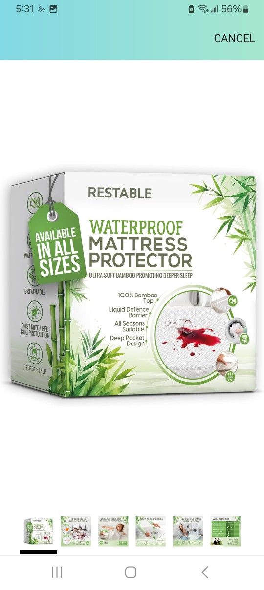 King Size Waterproof Mattress Protector $20