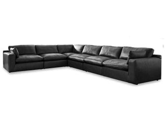 Emilia Black Leather 6pc Modular Sectional (Online Special Price)