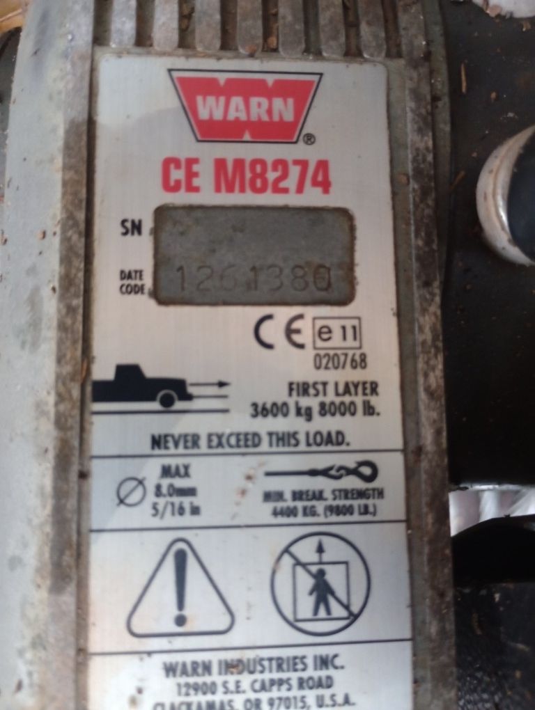 Warn 8(contact info removed) LB Winch