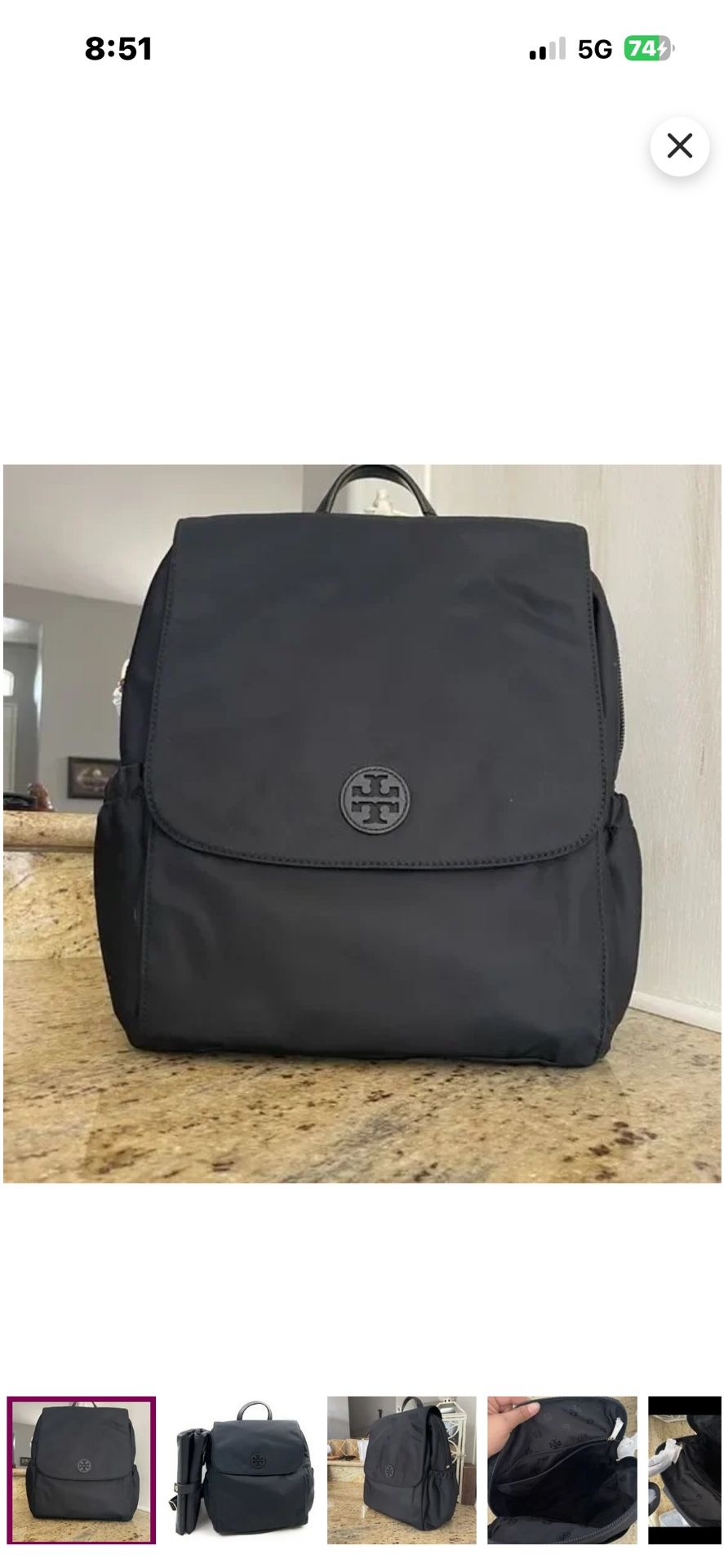 Tory Burch Diaper Bag Travel Baby Backpack Nylon Black