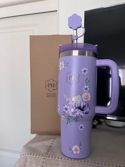 Princess House purple tumbler with flowers