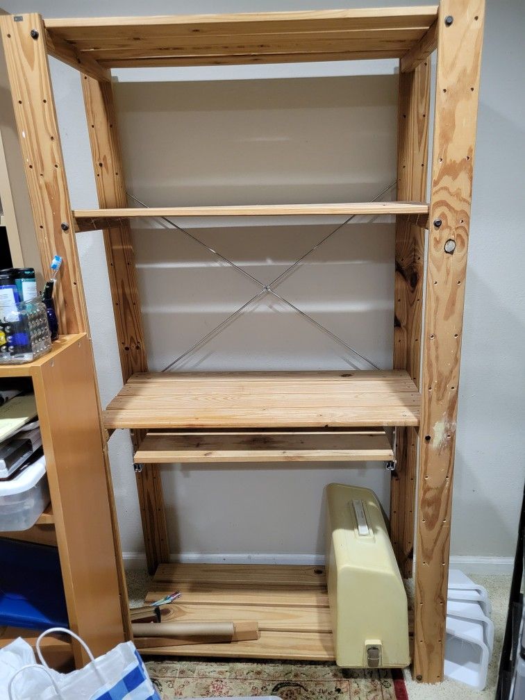 Tall Shelf With Pull Out Desk Tray
