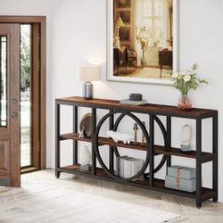 70.9 Inches Extra Long Sofa Tables, Wood Console Table with 3 Tiers Shelves - 11.75" * 70.9"