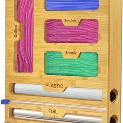 Bamboo Drawer Organizer – 6‑in‑1 Zip‑Top Bag, Foil & Wrap Storage