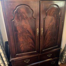 Solid Wood TV Armoire / Entertainment Cabinet – Cherry Finish