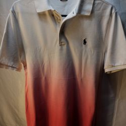 Ralph Lauren Polo Mens Size Small 2 Tone Polo Pony Logo Shirt. Great condition awesome color combination and design, two tone salmon into white. 100% 