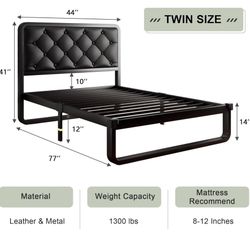 Twin Size Metal Bed Without Mattress 