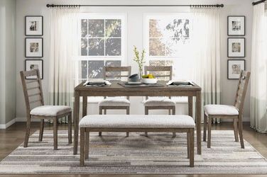 Versatile style 6 pc dining set Crafted with durable oak veneer