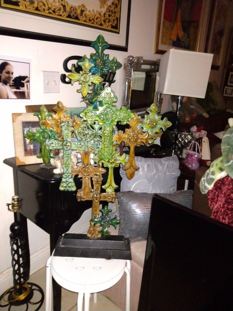 New Gorgeous 35 Ht Sets Crosses On Stand Holds Candle On Back Included 15 Firm Look My Post Great Deals