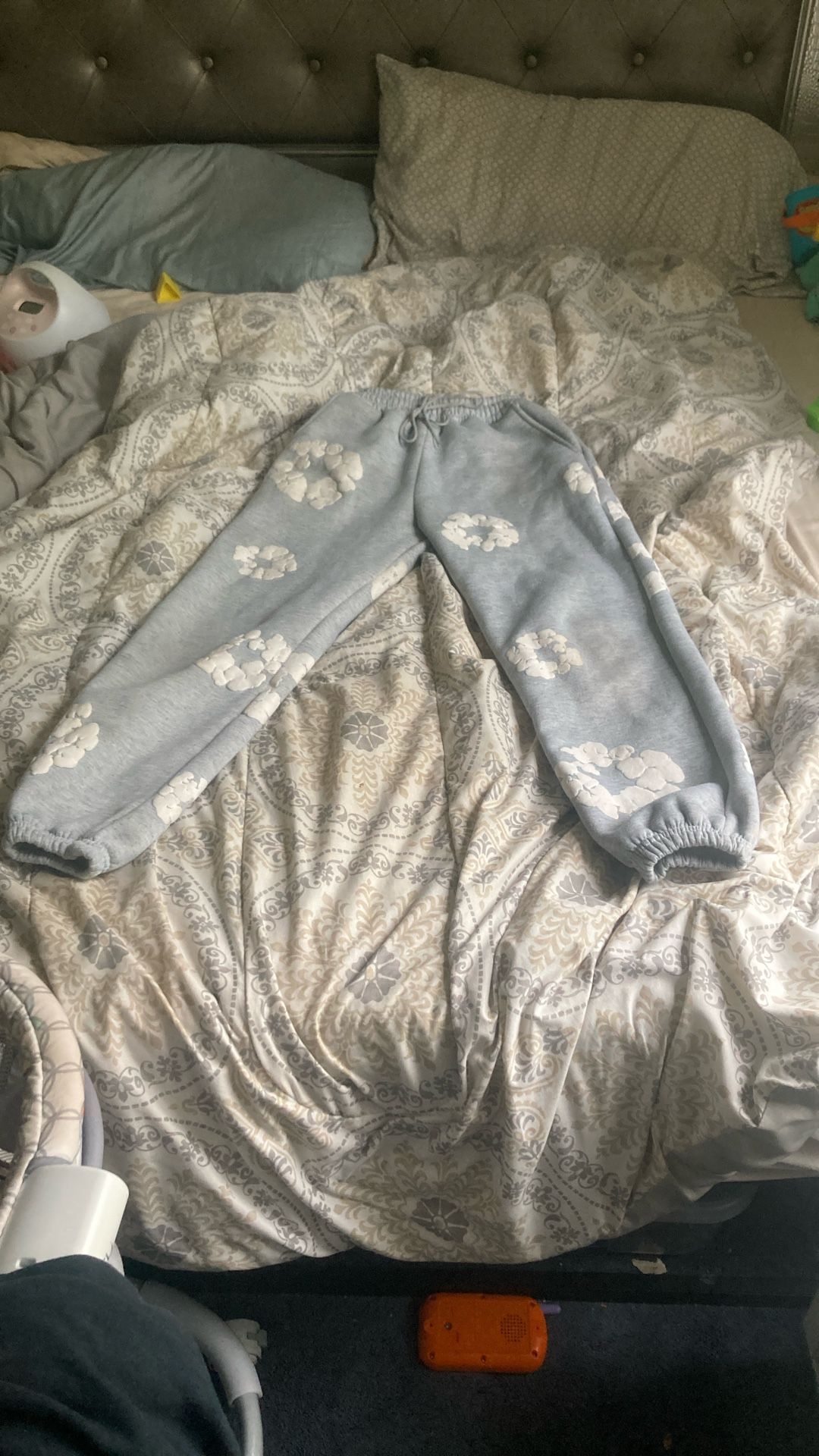 Gray Denim Tear Pants