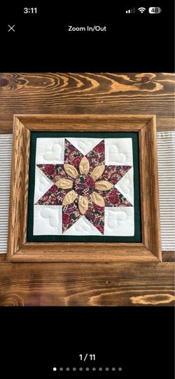Vintage Wall Decor Quilted Handmade Starburst Quilt Block