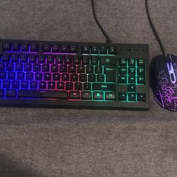MFTEK RGB Rainbow Backlit Gaming Keyboard and Mouse Combo,.