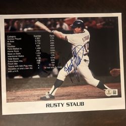 Rusty Staub Stat 8x10 signed. Beckett Authenticated Autograph. Negotiable 