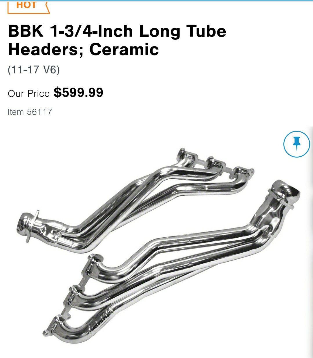 BBK Long Tube Headers Ceramic for Mustang ( 11-17 V6)