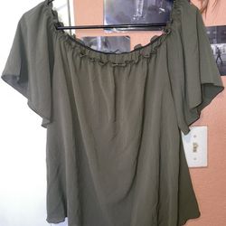Green off the shoulder top