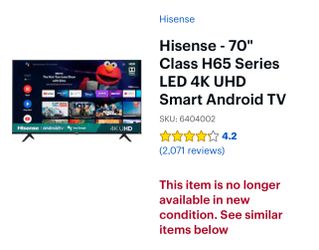 Hisense - 70" Class H65 Series LED 4K UHD Smart Android TV