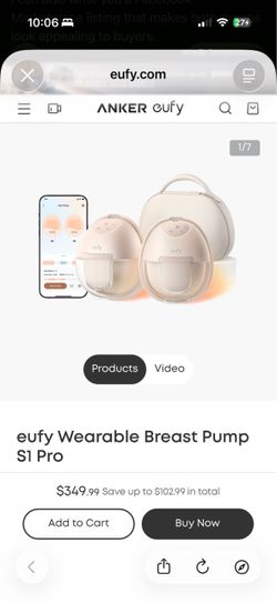 Eufy Wearable Breast Pump S1 Pro – BRAND NEW SEALED